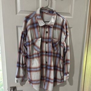 Maurices White and Red Casual Button Down Shirt